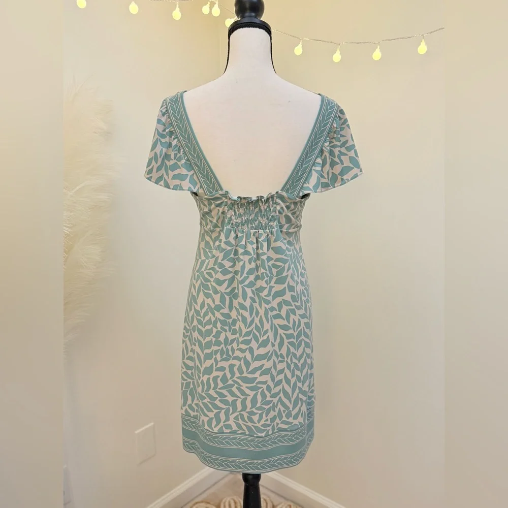 🌾 BCBG MaxAzria Smokey Blue Flutter Sleeve Sundress